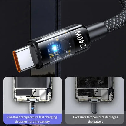 0.25/1/1.5/2M 240W USB-C Super Fast Charging Data Cable with LED Digital Display USB