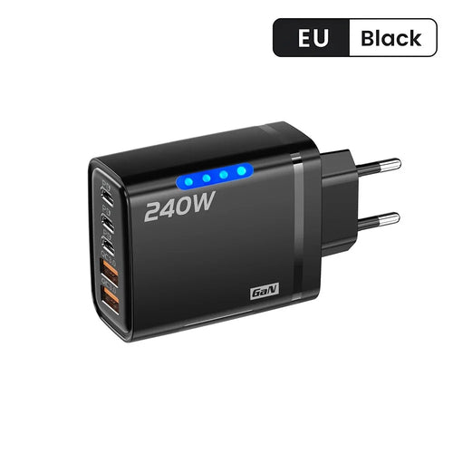 5-in-1 GaN 240W Fast Charger — 3 USB-C + 2 USB-A | Zovelo