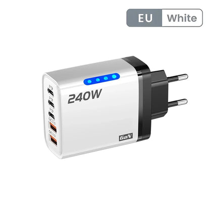 5-in-1 GaN 240W Fast Charger — 3 USB-C + 2 USB-A | Zovelo