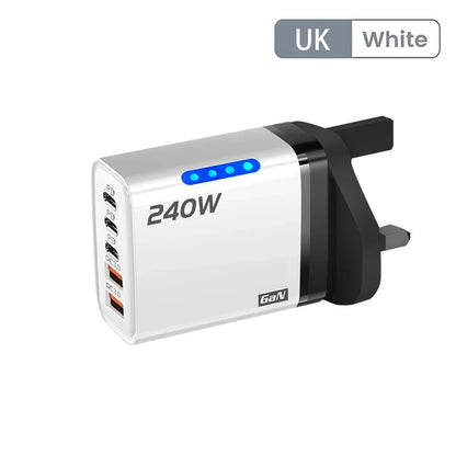 5-in-1 GaN 240W Fast Charger — 3 USB-C + 2 USB-A | Zovelo