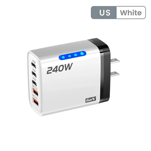 5-in-1 GaN 240W Fast Charger — 3 USB-C + 2 USB-A | Zovelo