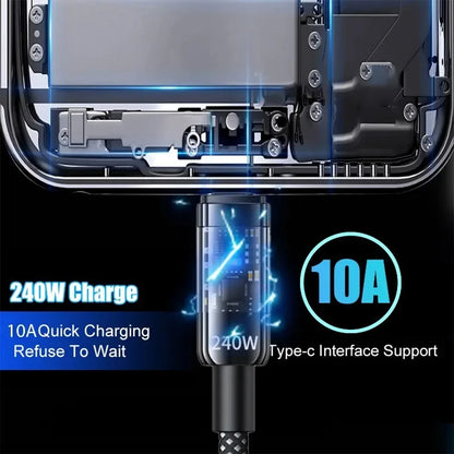 0.25/1/1.5/2M 240W USB-C Super Fast Charging Data Cable with LED Digital Display USB