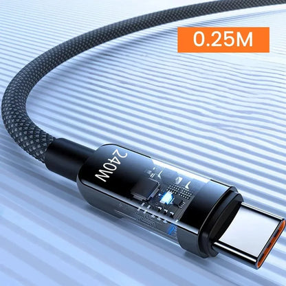 0.25/1/1.5/2M 240W USB-C Super Fast Charging Data Cable with LED Digital Display USB