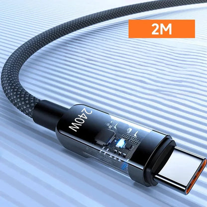 0.25/1/1.5/2M 240W USB-C Super Fast Charging Data Cable with LED Digital Display USB